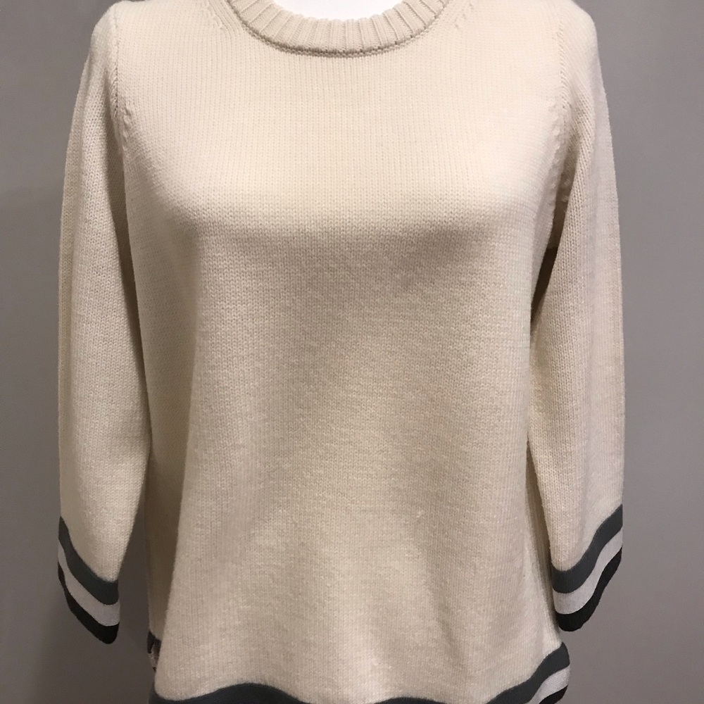 J.Crew cream sweater with trim detail, Size M